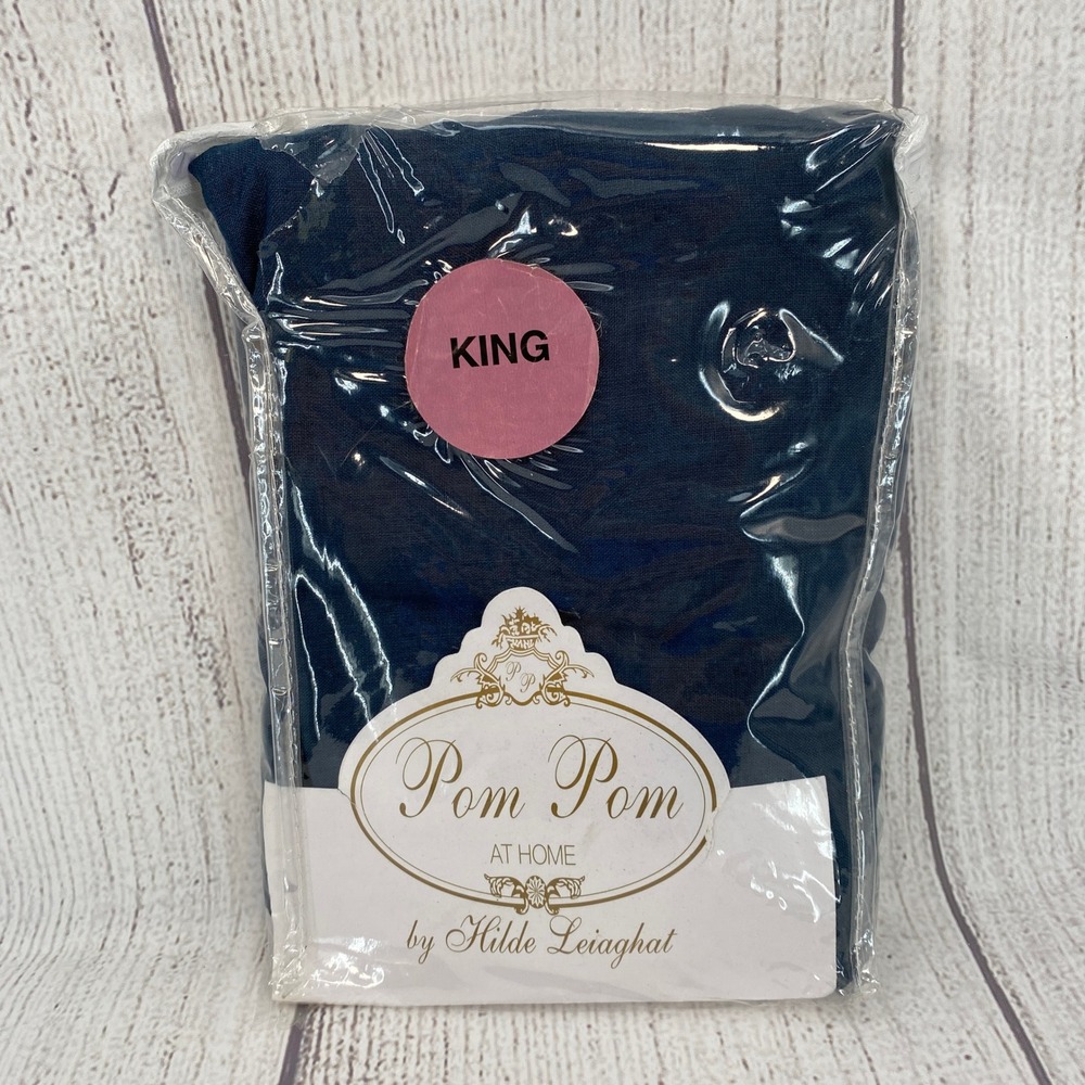 Pom Pom at Home Parker Sham Set King Navy Blue 100% Linen Classic Minimalist